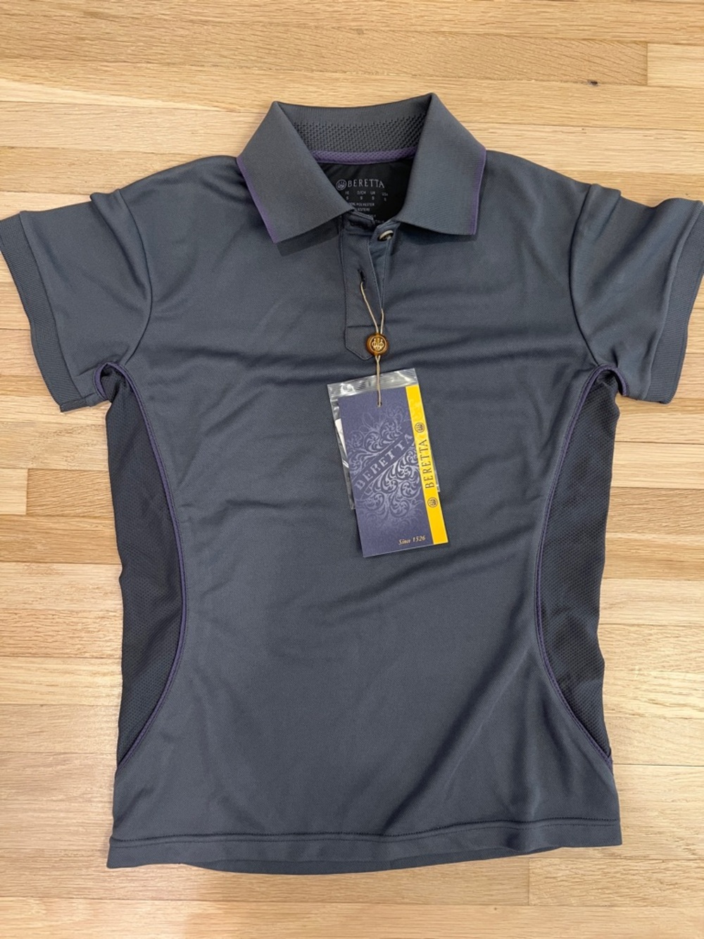 Beretta Charcoal Polo with Purple Trim